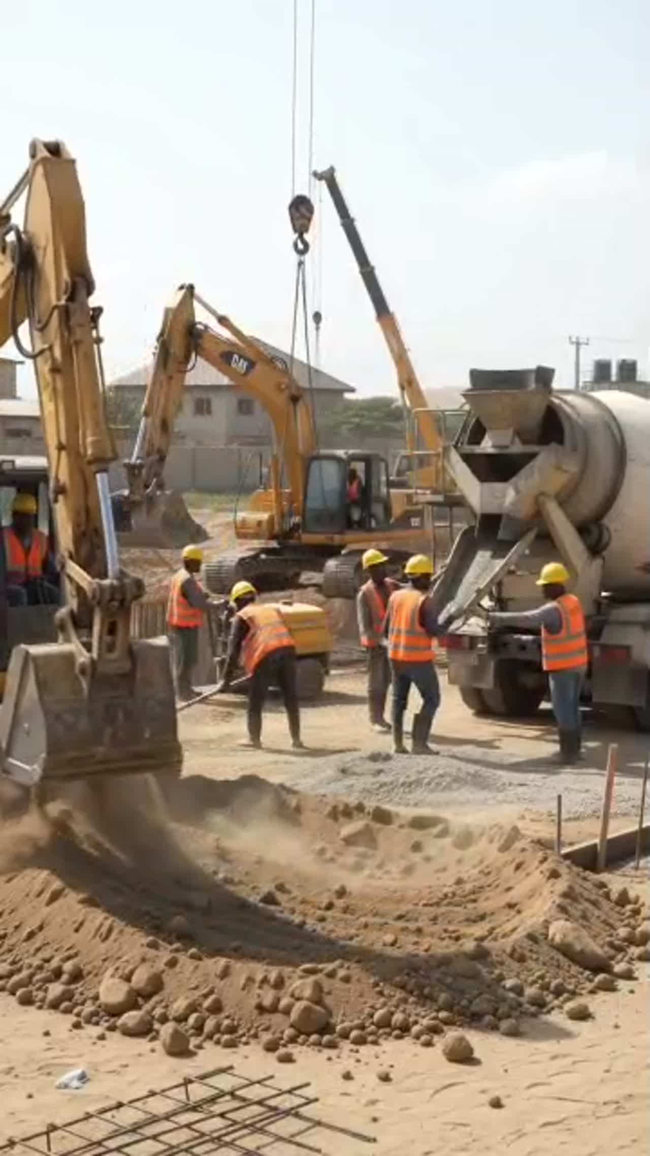 Construction team working on a building project